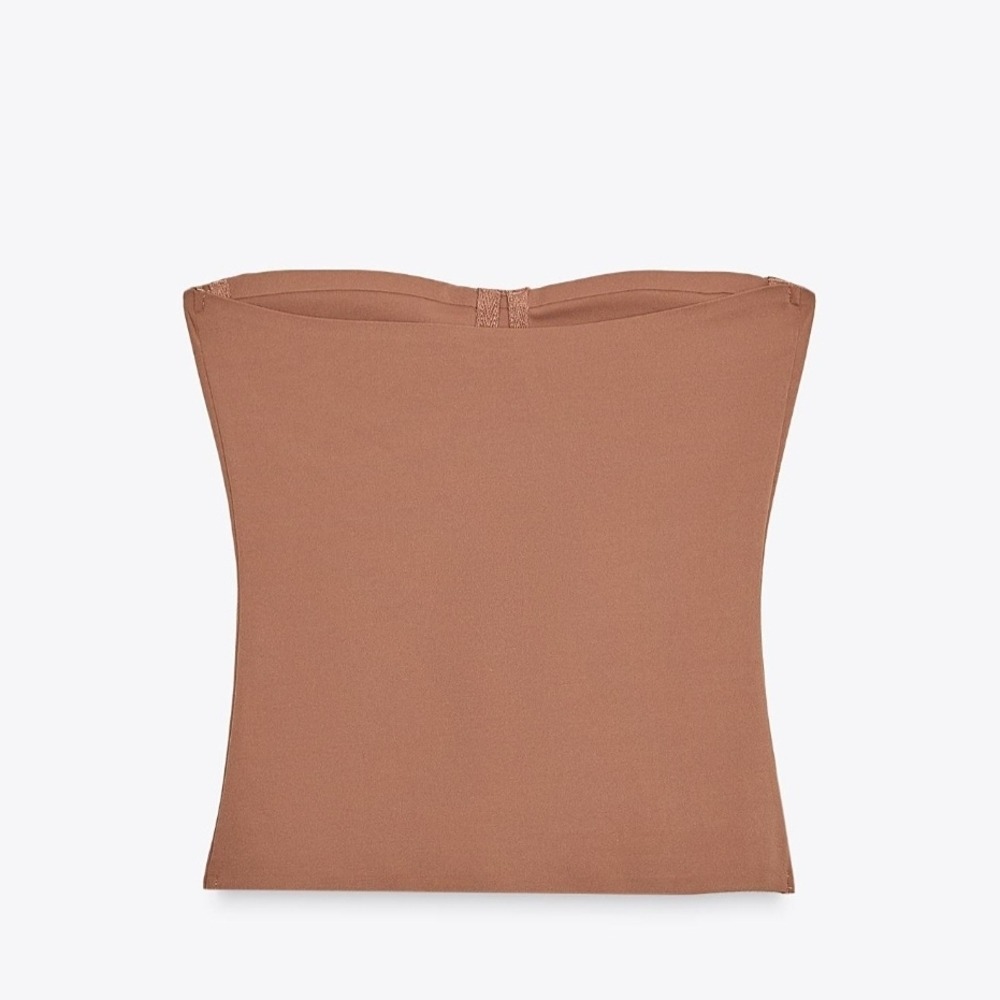 Zara Beige Pink Straight Neck‎ Bandeau Corset Top 3641/807/613 - Picture 2 of 8